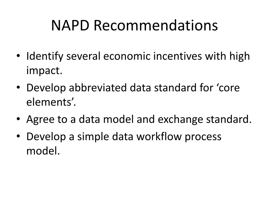 napd recommendations