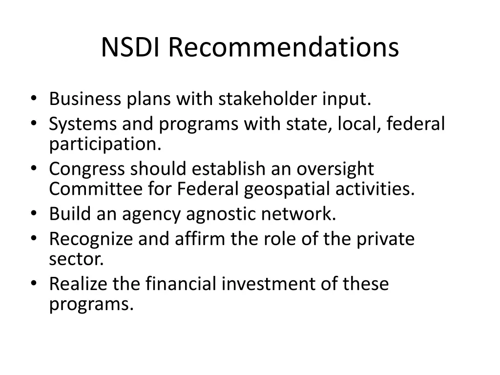 nsdi recommendations