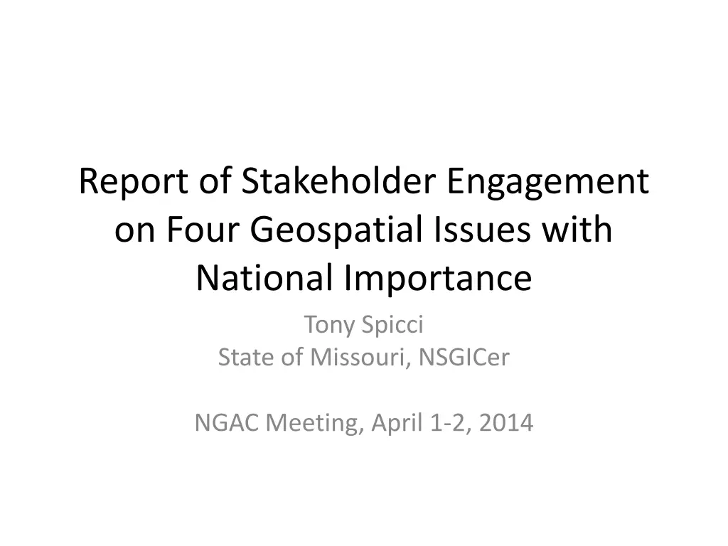 report of stakeholder engagement on four