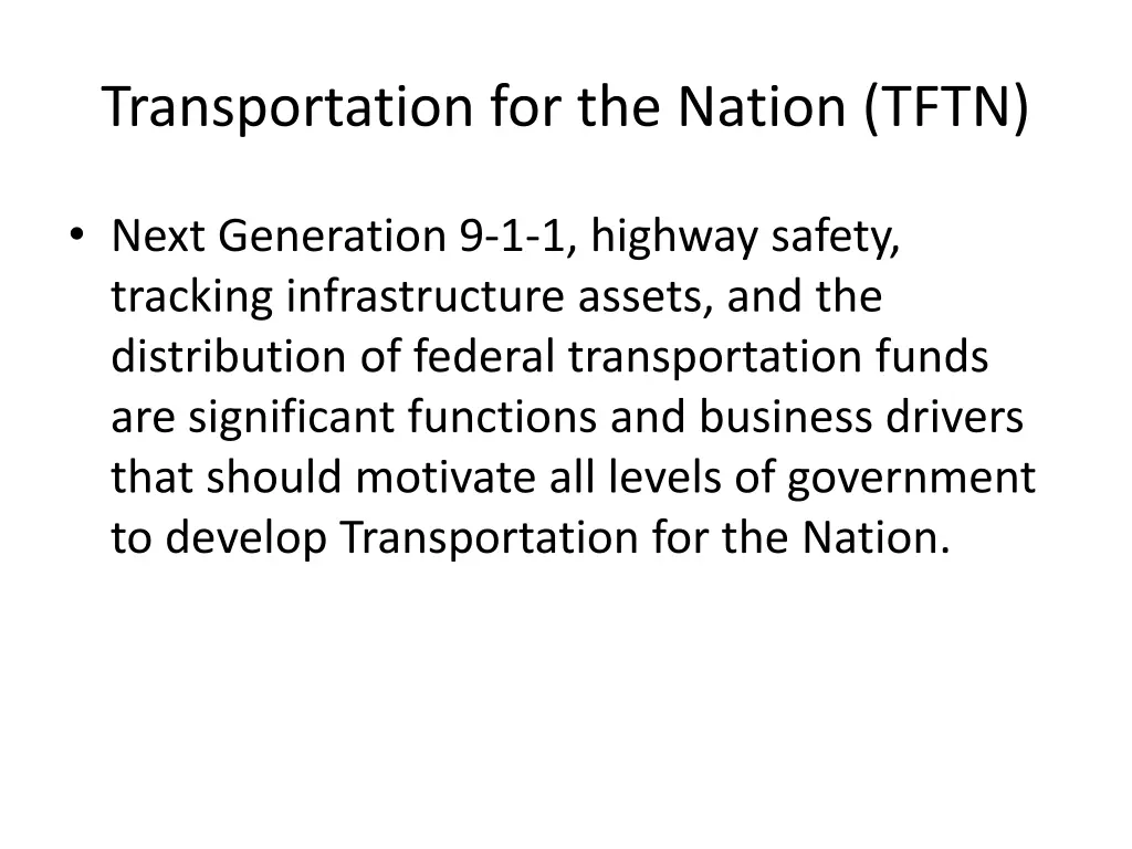 transportation for the nation tftn