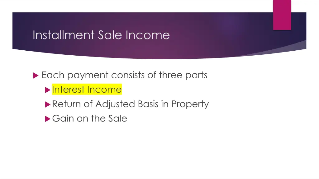 installment sale income 1