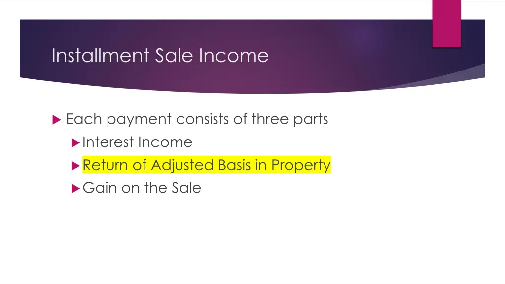 installment sale income 2