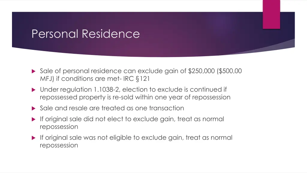 personal residence