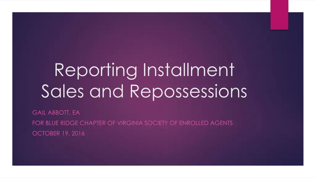 reporting installment sales and repossessions