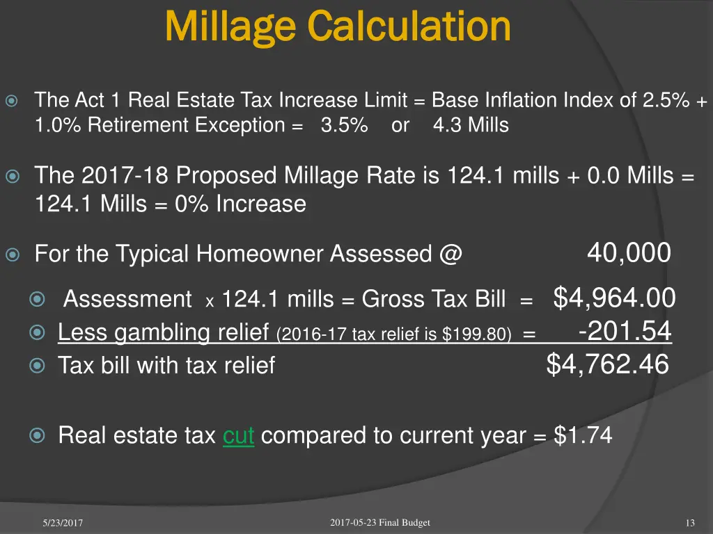 millage calculation millage calculation