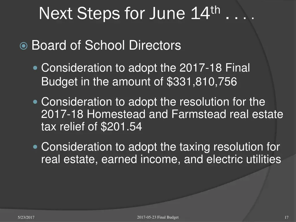 next steps for june 14 th