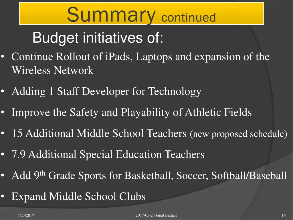 summary continued