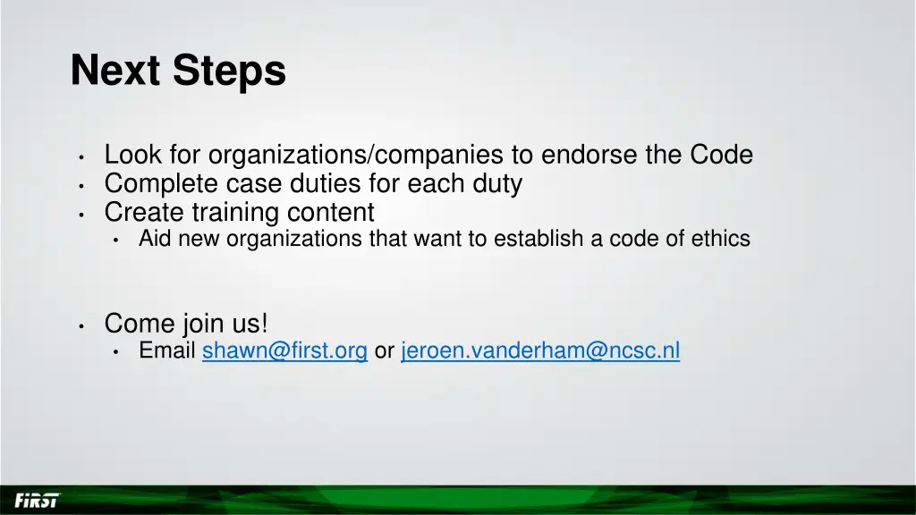 next steps