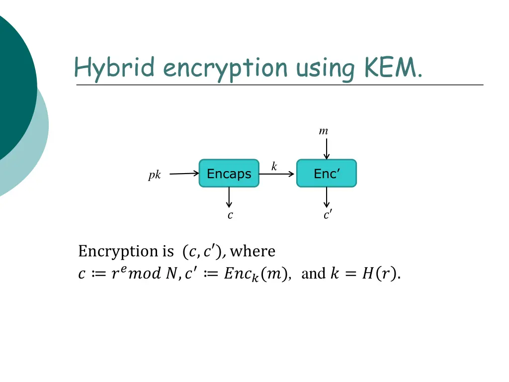 hybrid encryption using kem