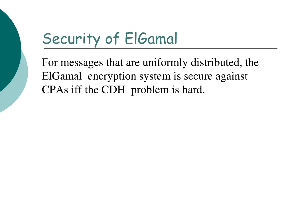security of elgamal 1
