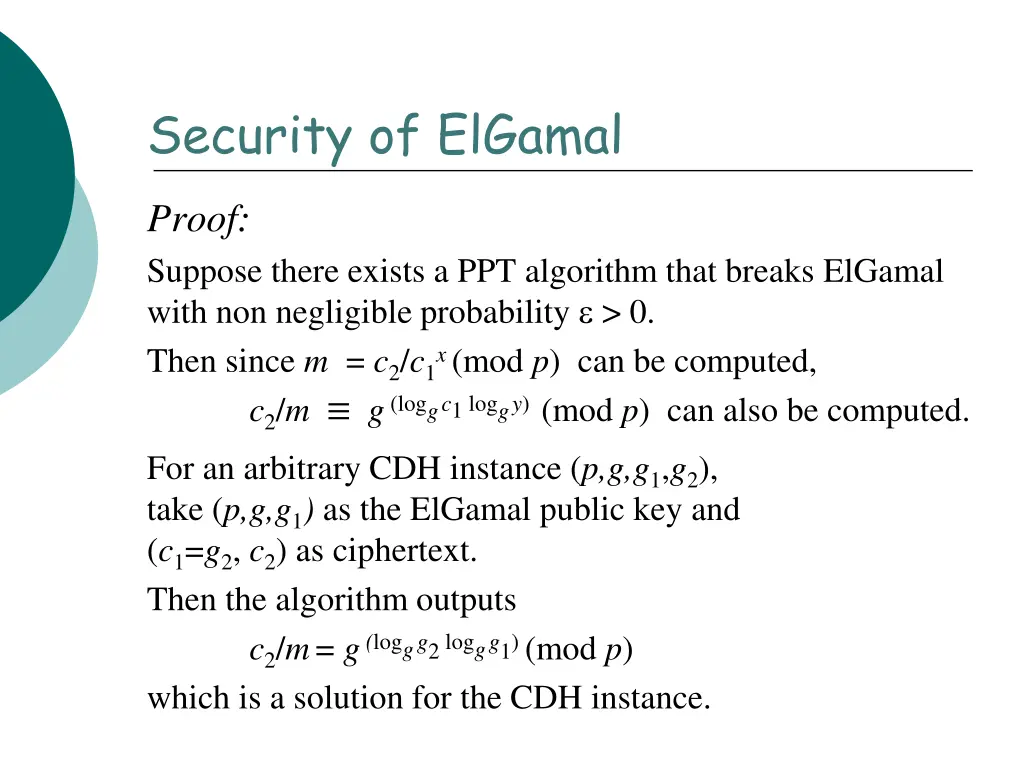 security of elgamal 2