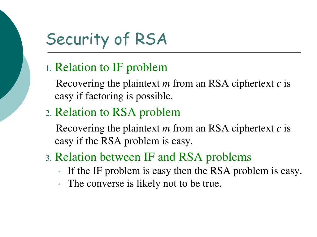 security of rsa