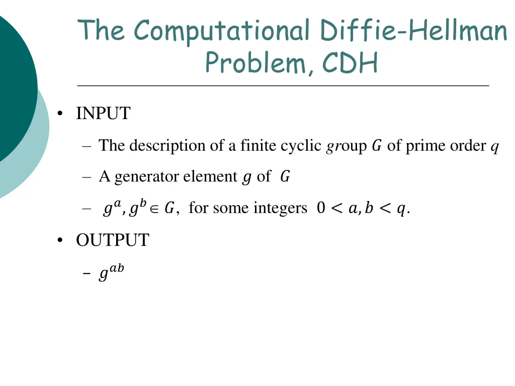 the computational diffie hellman problem cdh