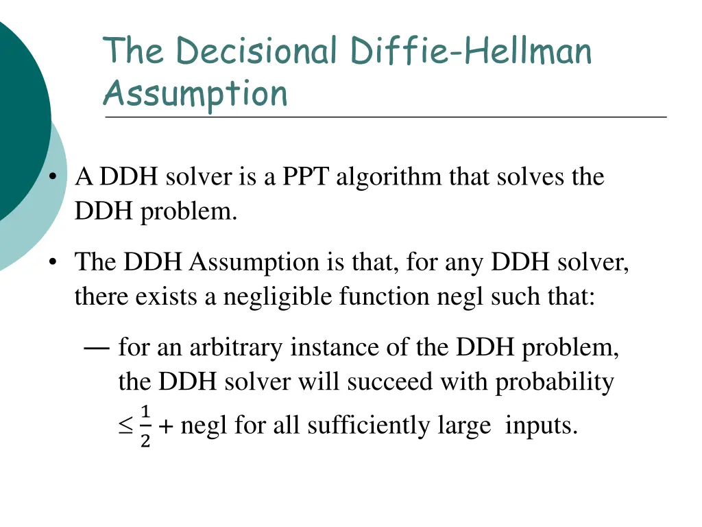 the decisional diffie hellman assumption