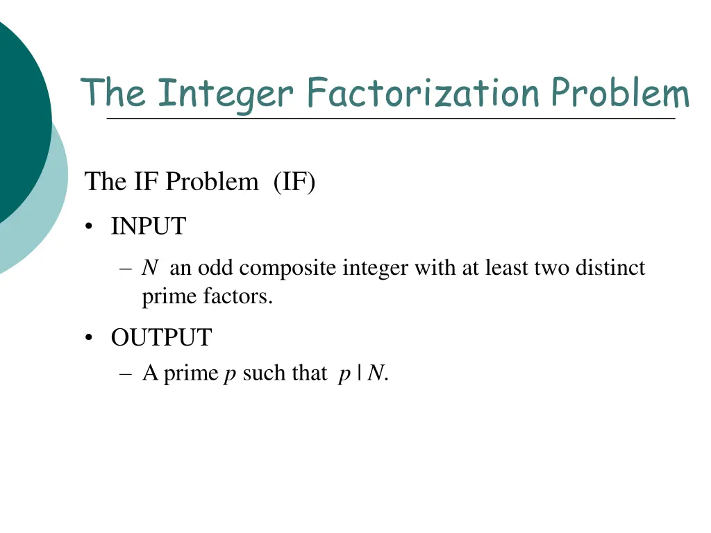 the integer factorization problem