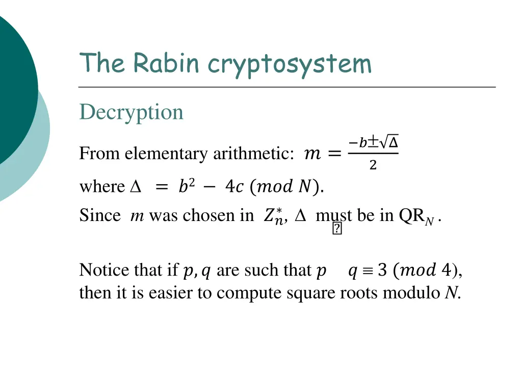 the rabin cryptosystem 2