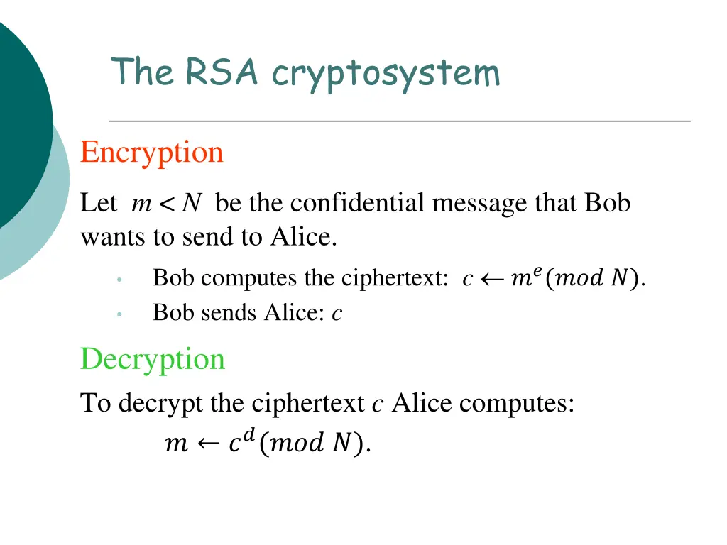 the rsa cryptosystem 1