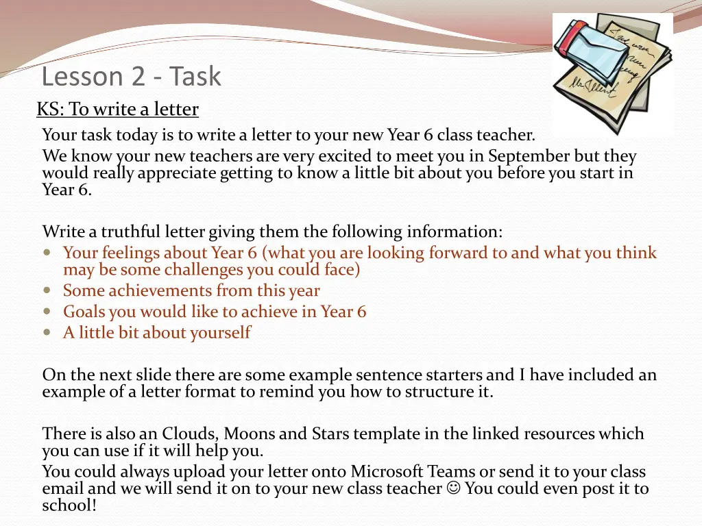 lesson 2 task ks to write a letter