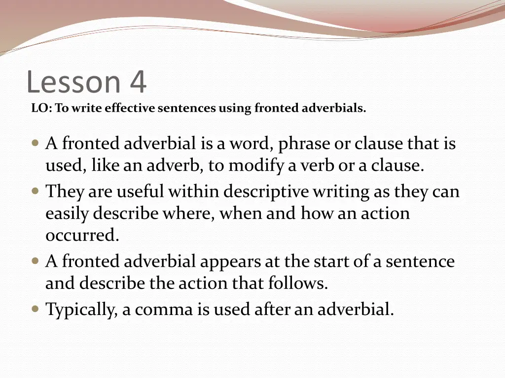 lesson 4 lo to write effective sentences using