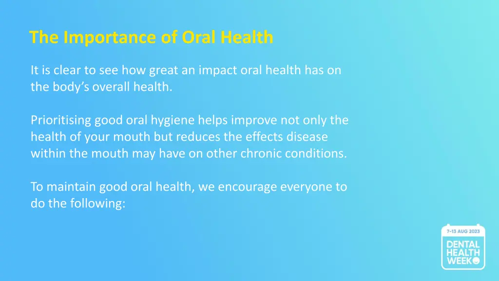 the importance of oral health