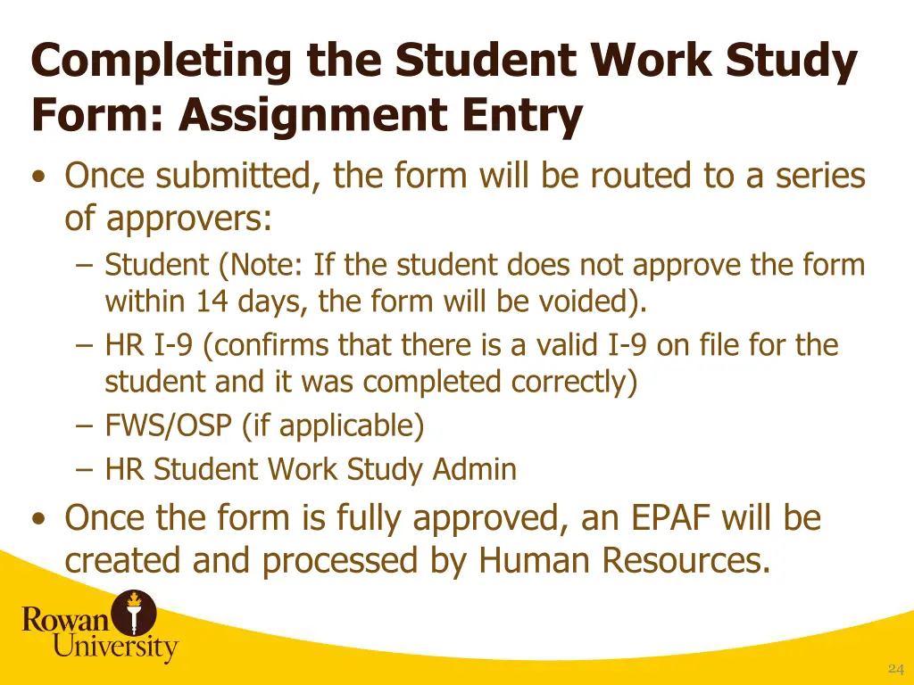 completing the student work study form assignment 3