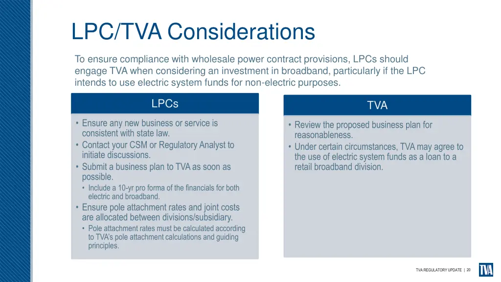 lpc tva considerations