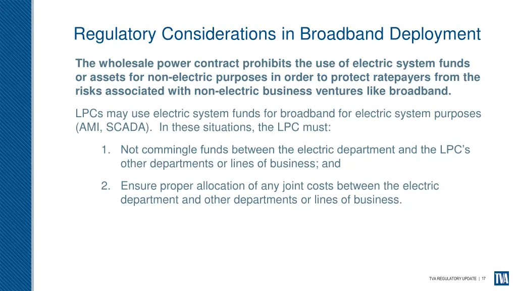 regulatory considerations in broadband deployment