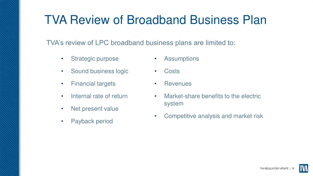 tva review of broadband business plan