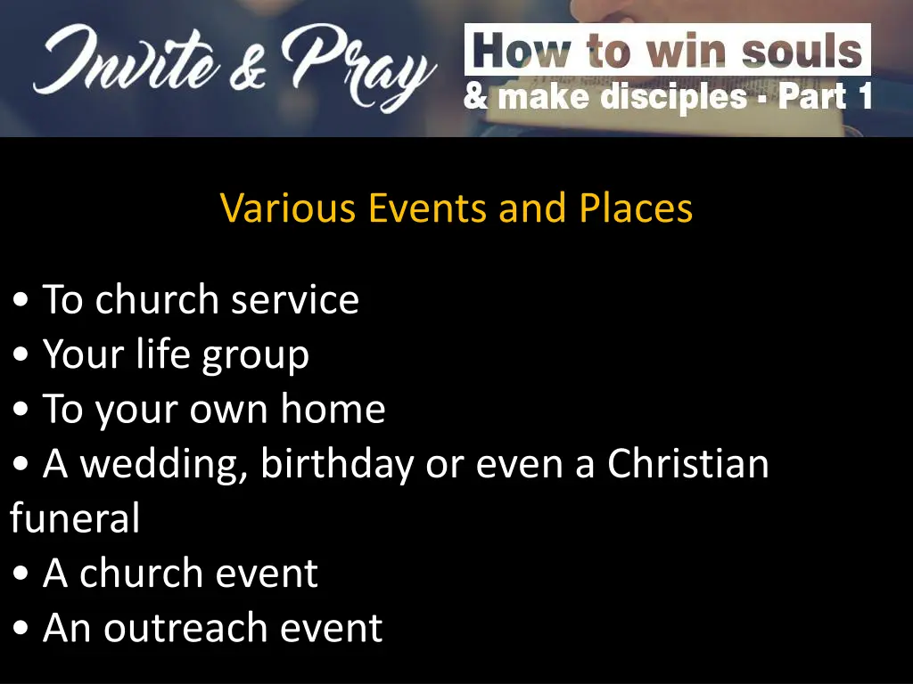 various events and places