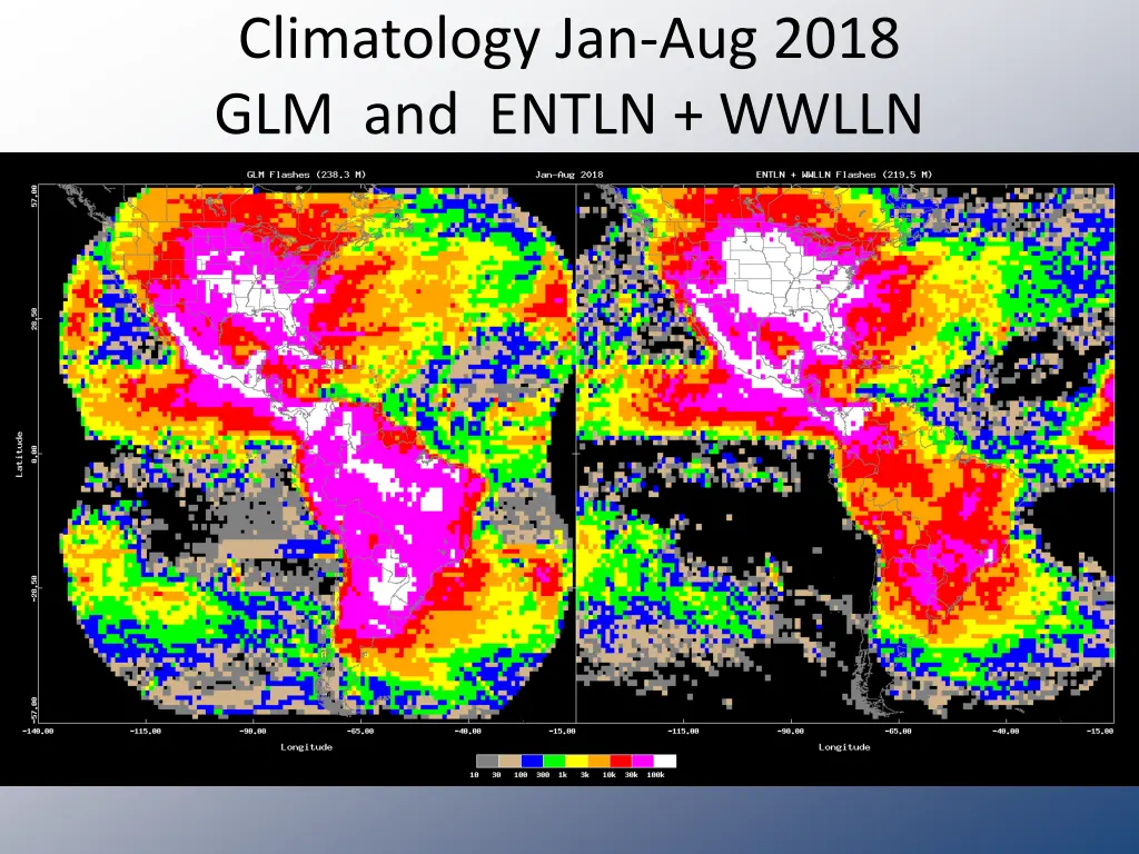 climatology jan aug 2018 glm and entln wwlln