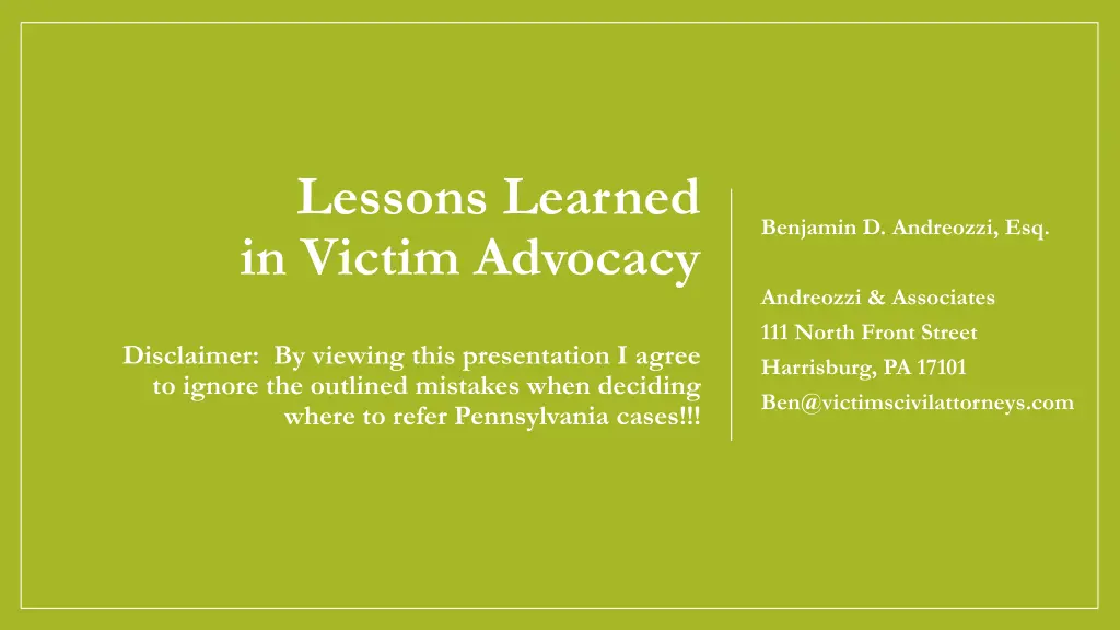 lessons learned in victim advocacy