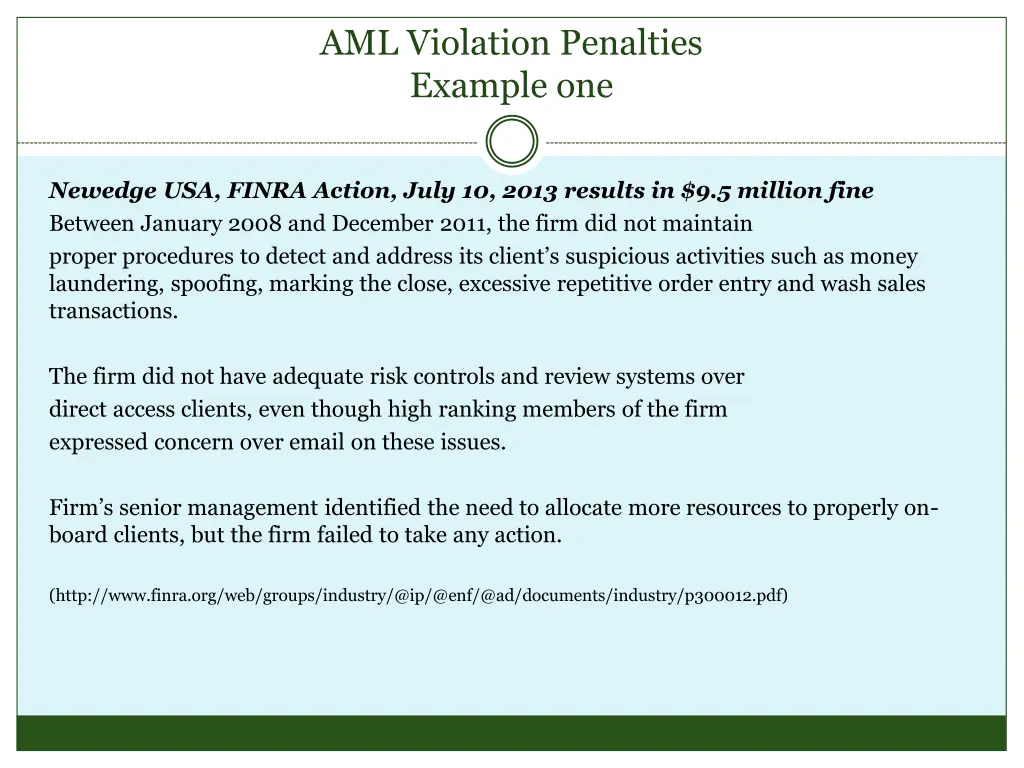 aml violation penalties example one
