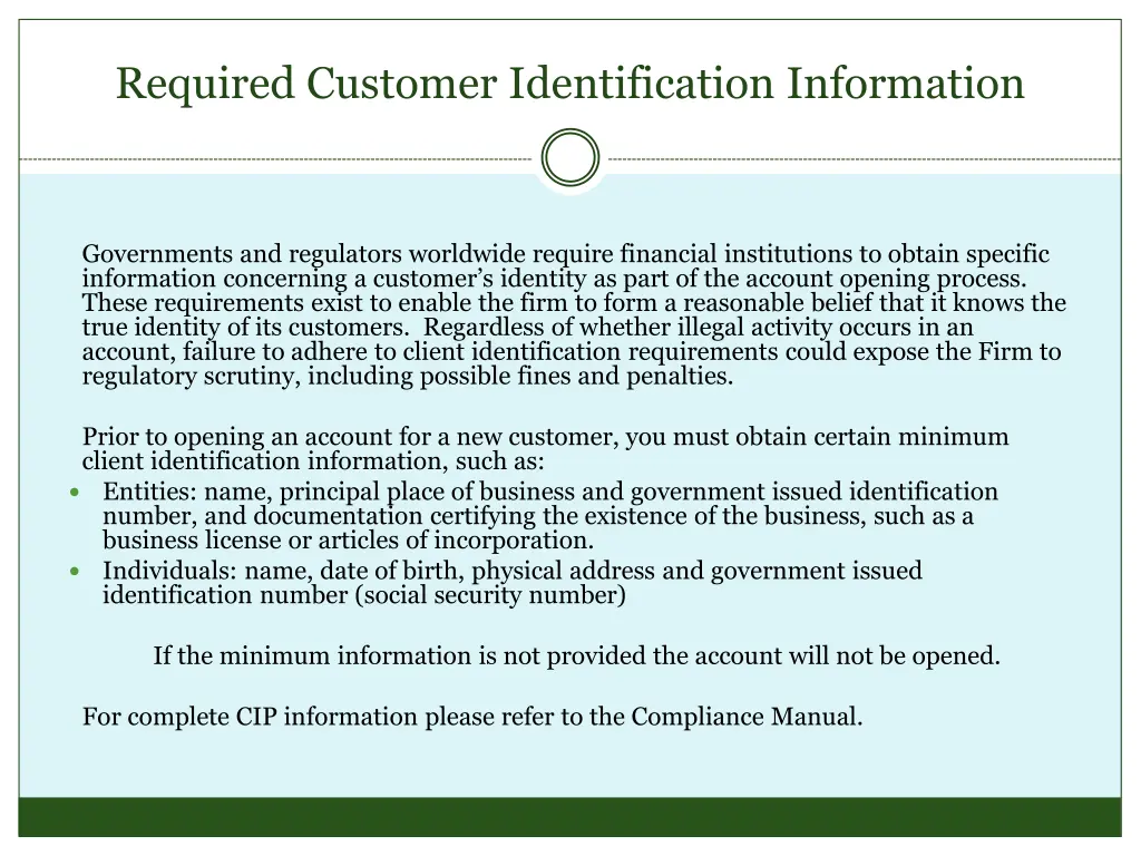 required customer identification information