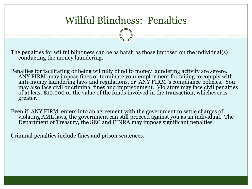 willful blindness penalties
