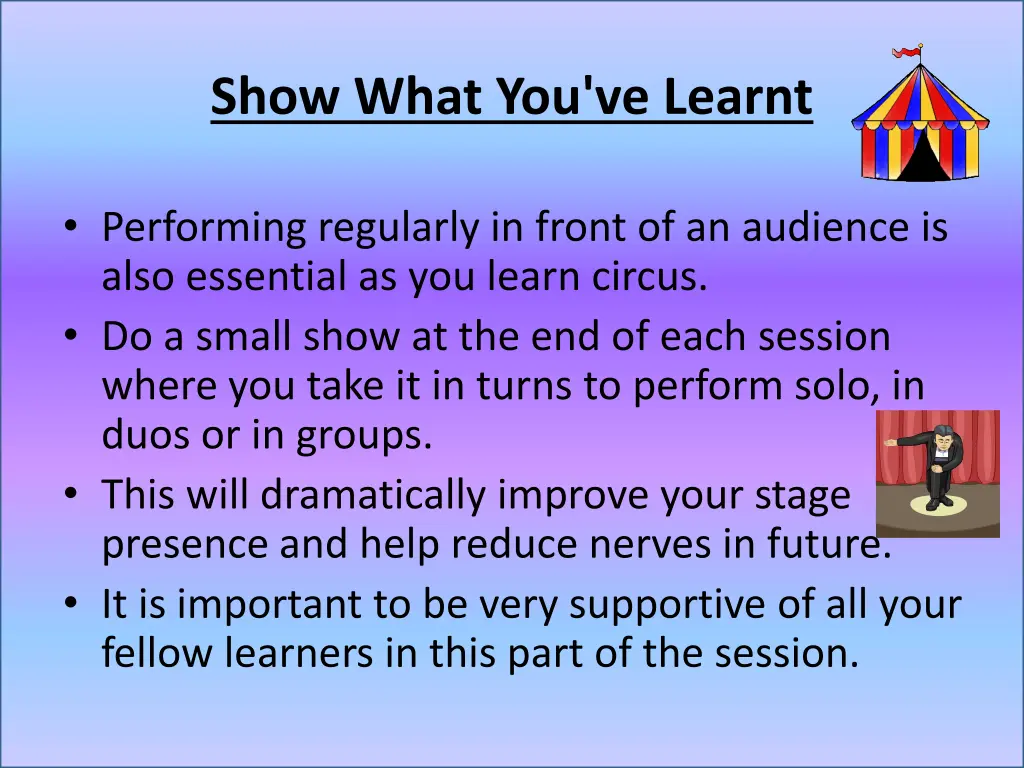 show what you ve learnt