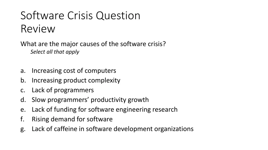 software crisis question review