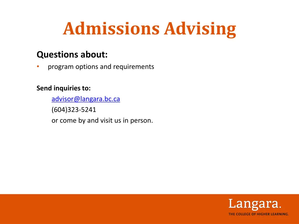 admissions advising