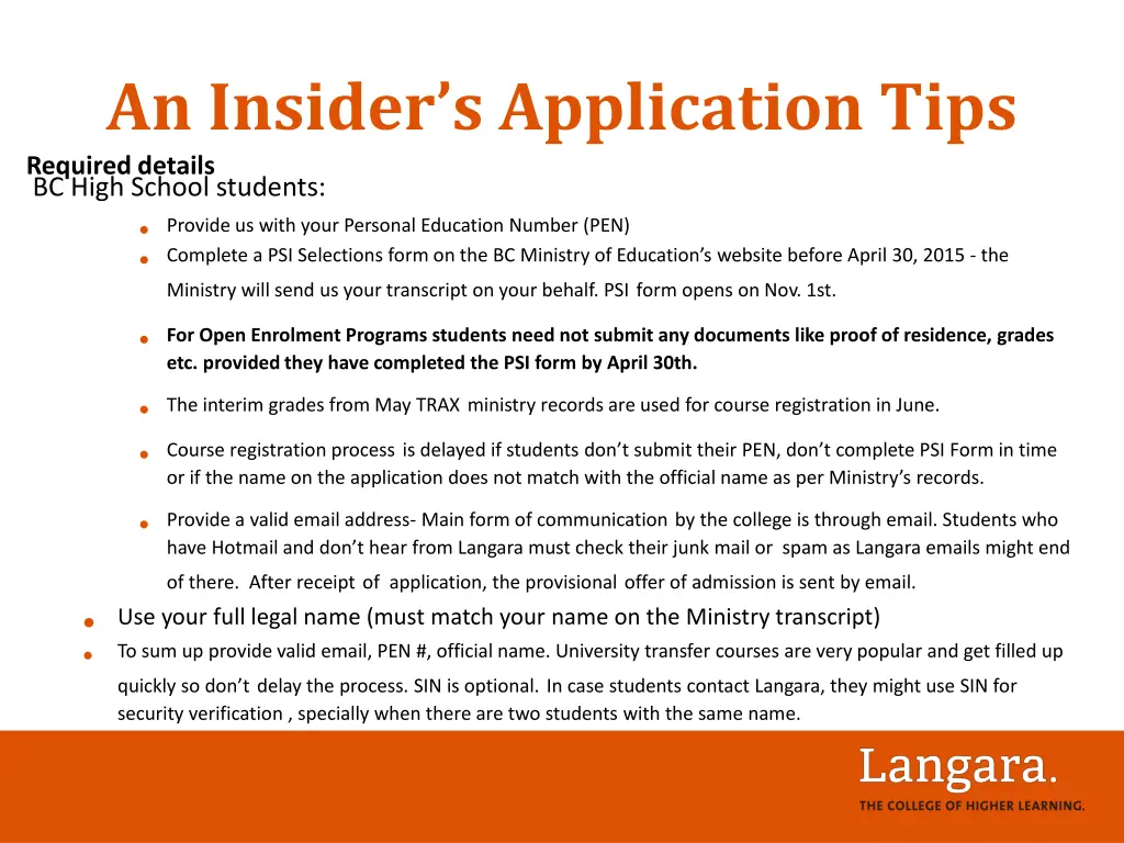 an insider s application tips required details