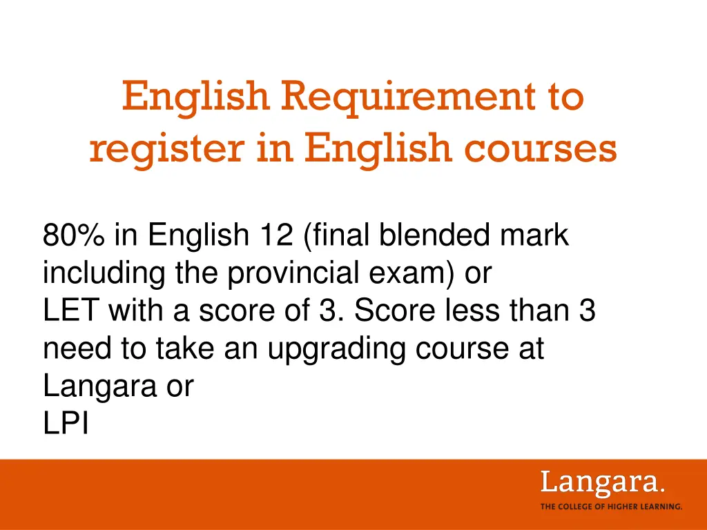 english requirement to register in english courses