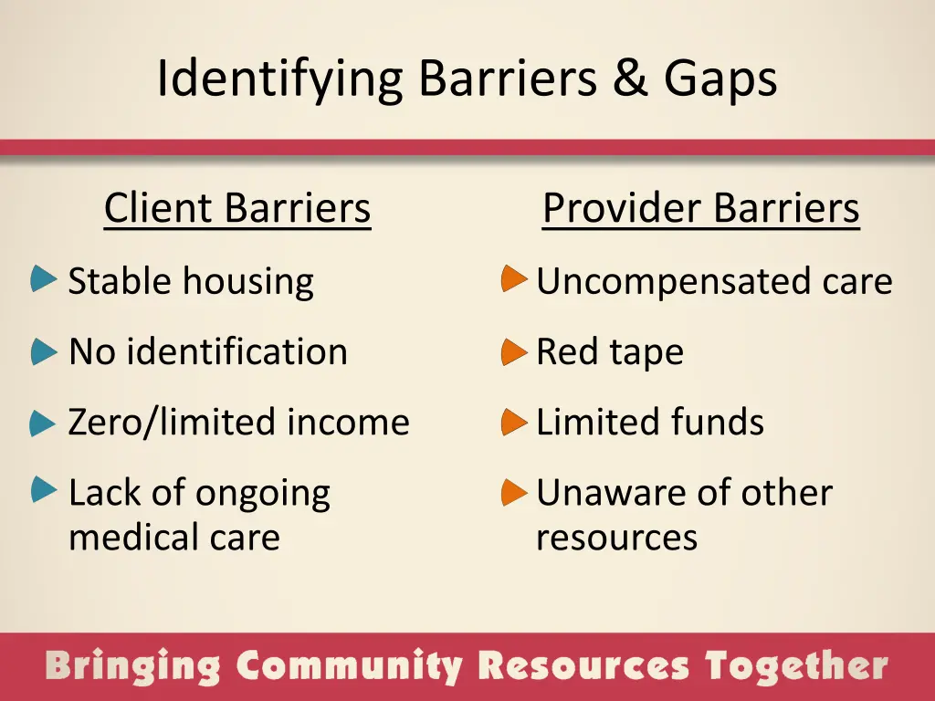 identifying barriers gaps