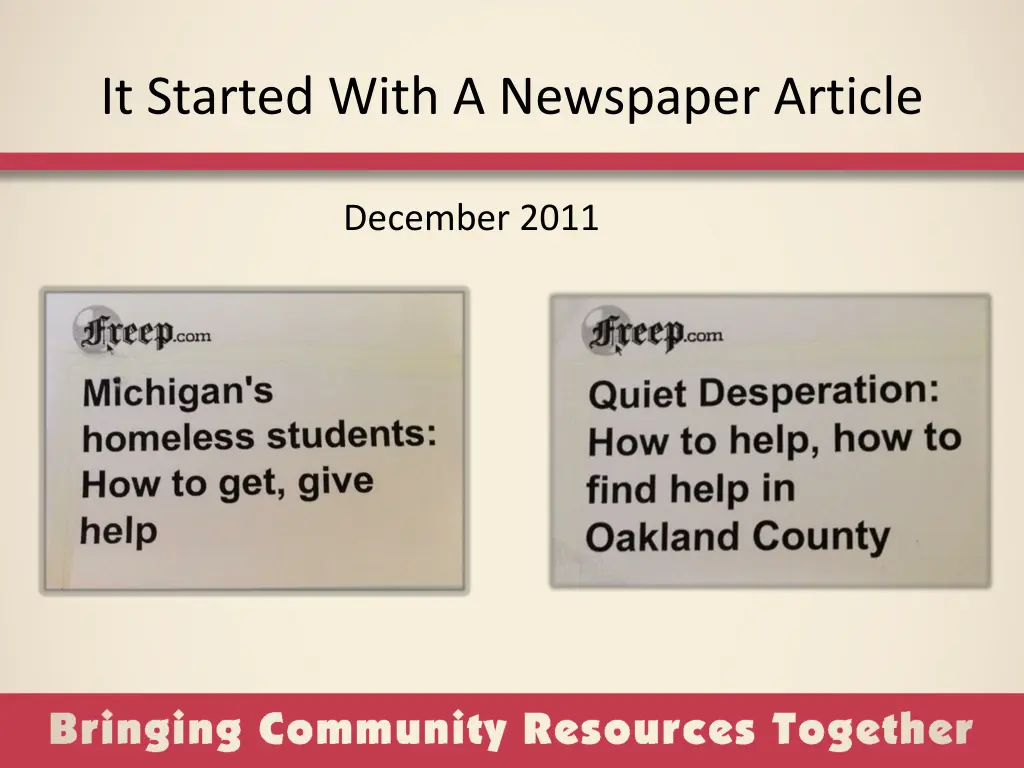 it started with a newspaper article