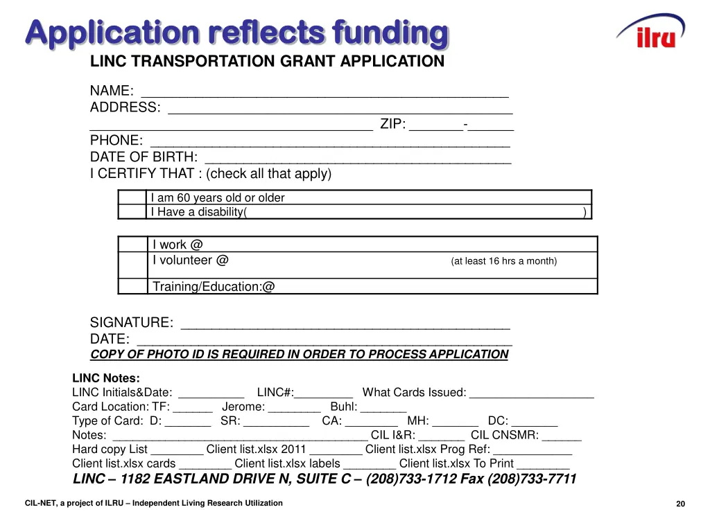 application reflects funding application reflects
