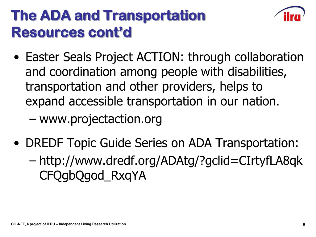 the ada and transportation