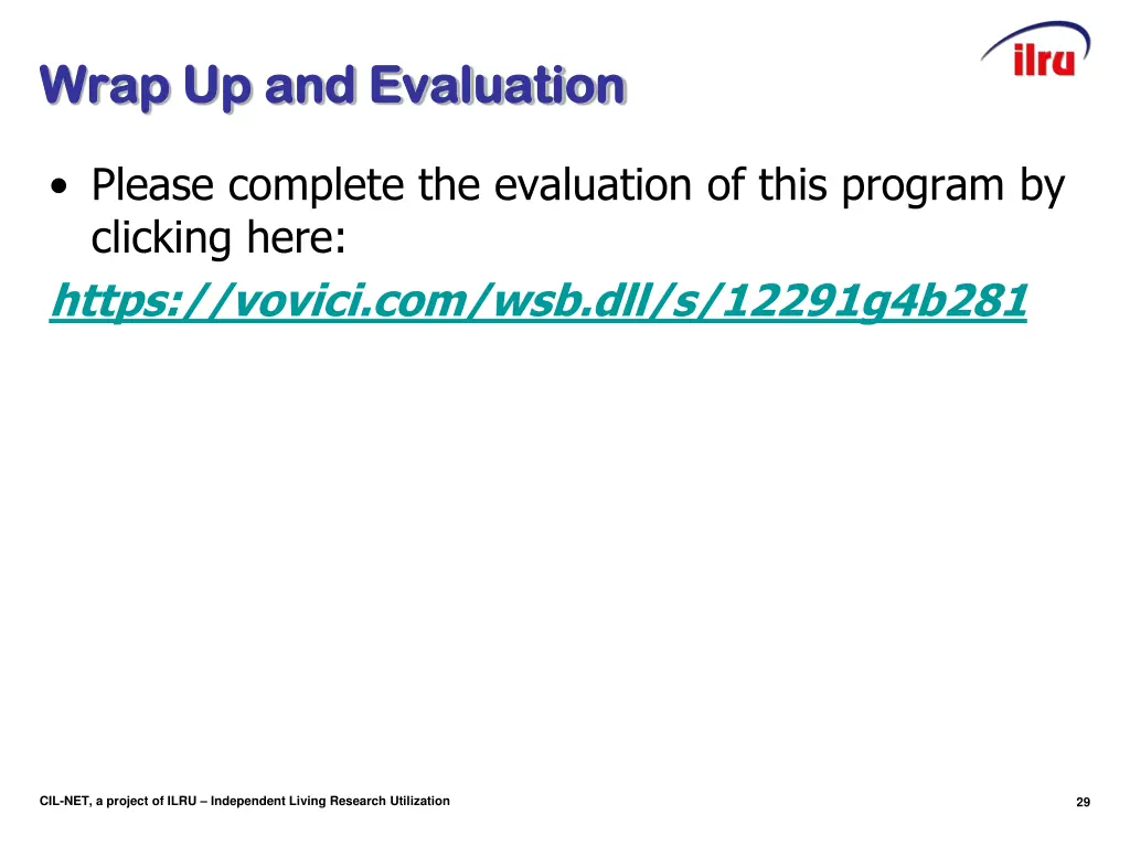 wrap up and evaluation wrap up and evaluation