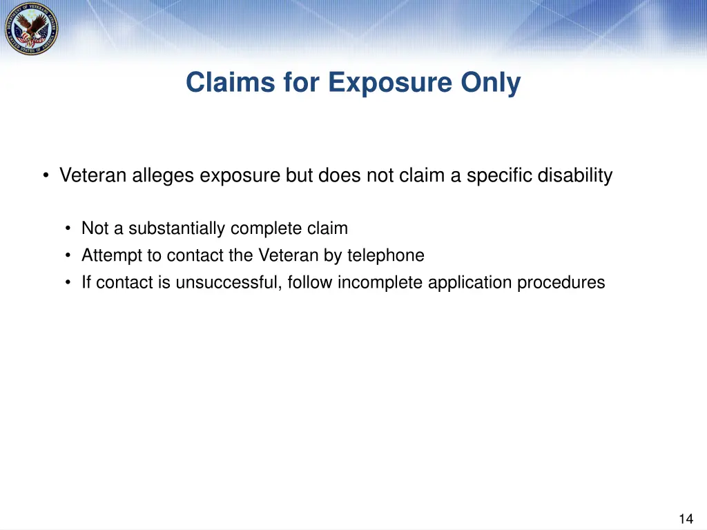 claims for exposure only