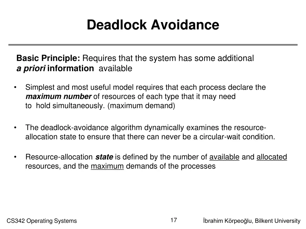 deadlock avoidance