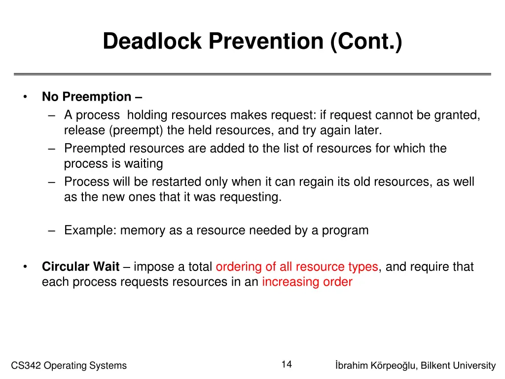 deadlock prevention cont
