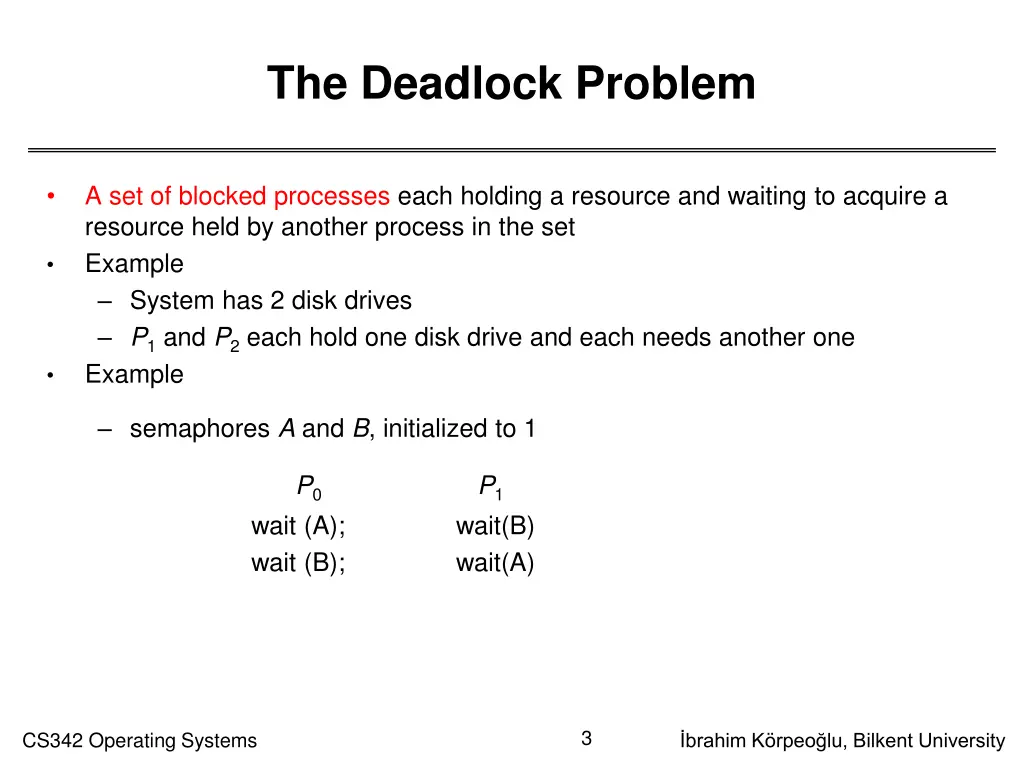 the deadlock problem