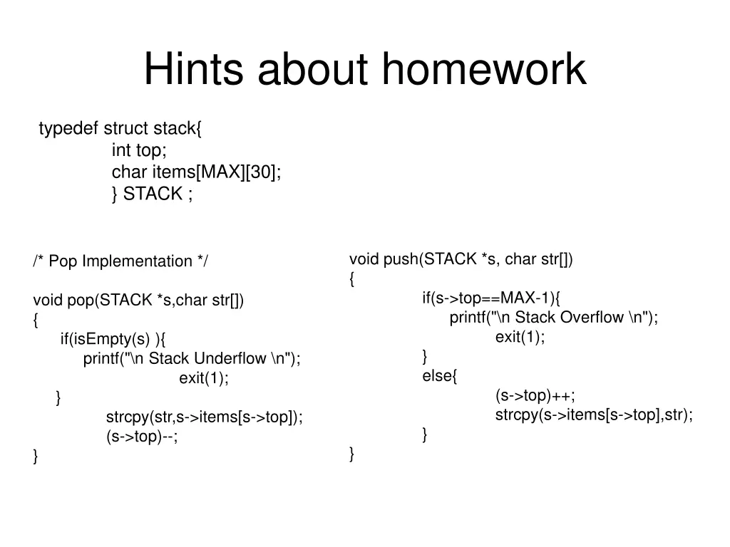 hints about homework