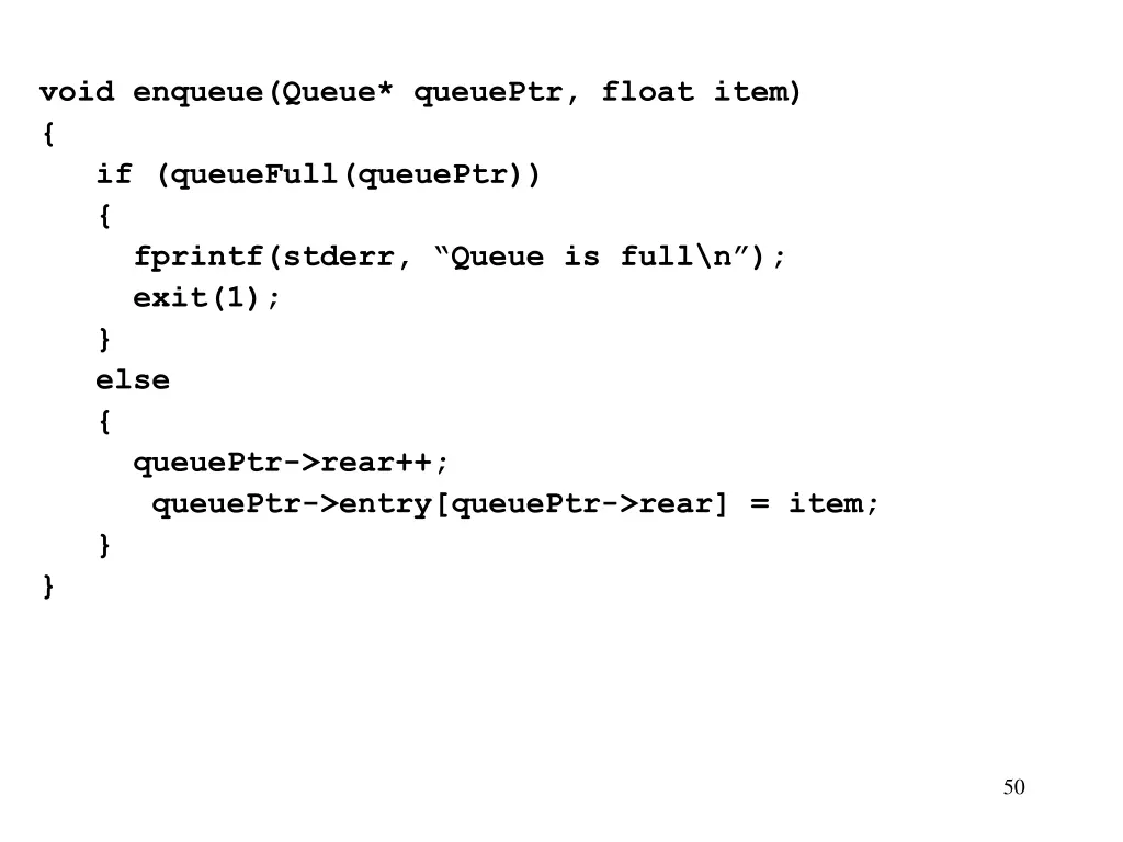 void enqueue queue queueptr float item